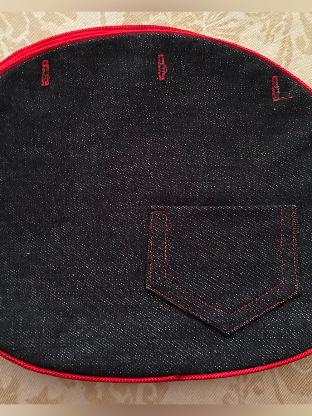 Bermuda Bag Cover Regular 3 Button ~ Blue Denim Red Trim Fits Bee Hive Style Bag
